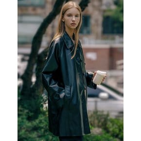 Even faux leather coat_Black