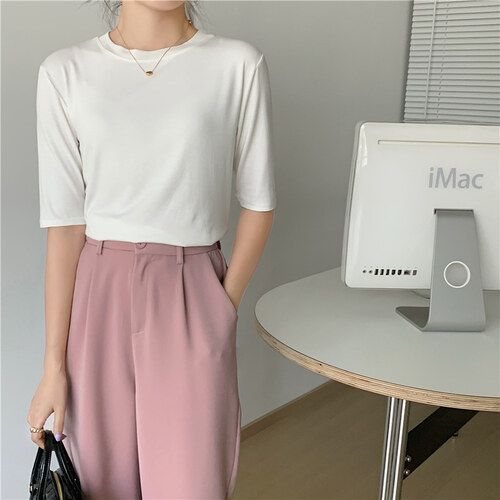 웬디 / 슬림핏 라운드넥 면 반팔티 TS12667
