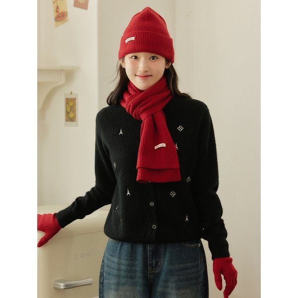 럭키 클로버 에펠탑 자수 가디건(MAFCKC12NBK)