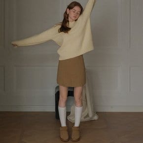 Cest_Suede pleated skirt_BEIGE