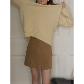 Cest_Suede pleated skirt_BEIGE