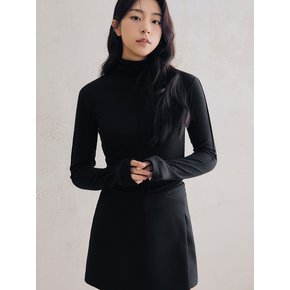 핀턱 터틀넥 롱 슬리브 탑 [BLACK]