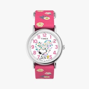 피너츠 위켄더 스누피 우드스탁 플로랄 꽃시계 38mm