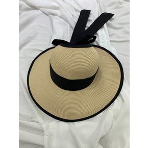 (FREE)서모 리본 밀짚 와이드 챙 보넷 썬캡 2color
