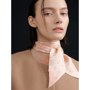 Le Jardin Long Twilly Silk Scarf - Rose/Cream Beige