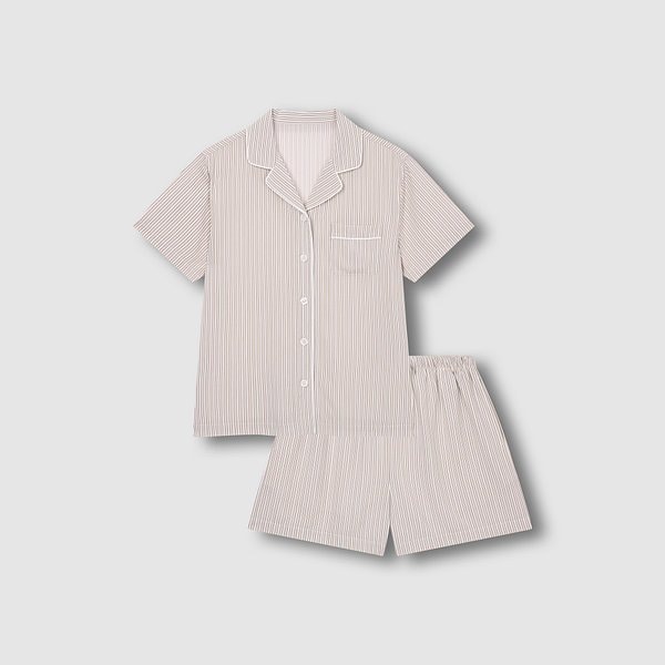 여 레이온 스트라이프 3부 파자마 세트 J216201005012