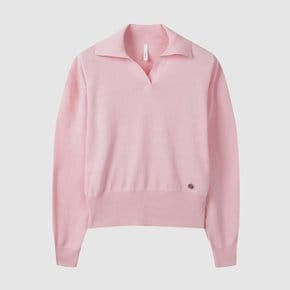 여성 오픈카라 니트 L PINK