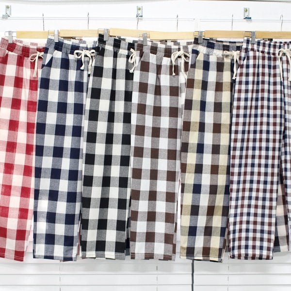 핏이 예쁜 체크 바지 사계절용 포켓 밴딩팬츠 여성용
