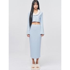 Mini Fur Knit Crop Two piece Set Blue