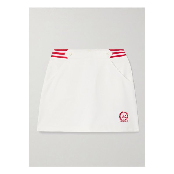 켈리 스트라이프 자수 스트레치 트윌 미니 스커트 화이트 1647597333871784