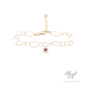 텍스쳐 로즈도금 실버원석 팔찌 RED54BRACELETSIL04007