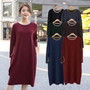 엄마옷 무지배색 원피스 홈웨어 MQG128643 마담 미시 중년여성 빅사이즈 할머니옷.._P435532834