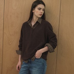 CASHMERE BLENDED V-NECK WOOL KNIT [TIFA04SW14]_Brown