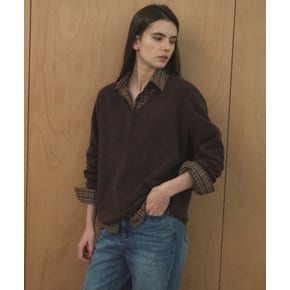 CASHMERE BLENDED V-NECK WOOL KNIT [TIFA04SW14]_Brown