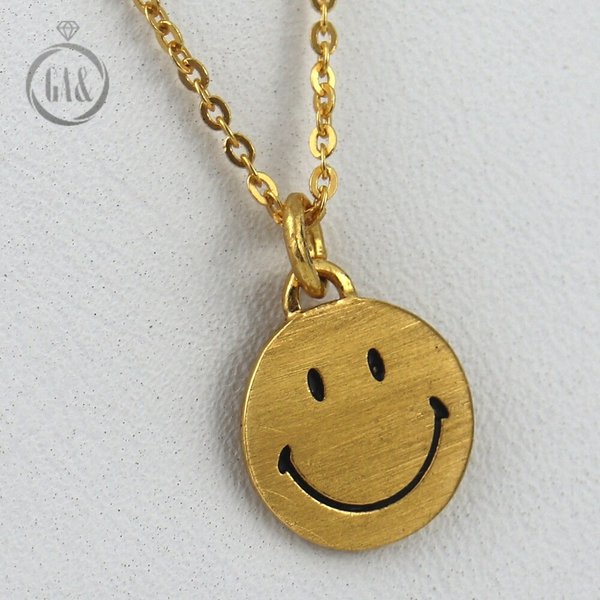 [가앤] 24k순금 무광 스마일 코인 목걸이3.75g
