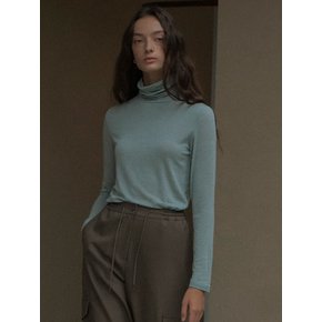 Tencel wool blended sheer turtle neck(Skyblue)