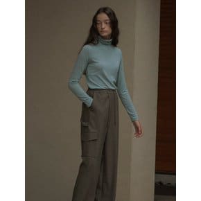 Tencel wool blended sheer turtle neck(Skyblue)