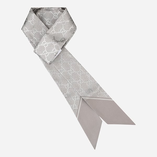 [시흥점] 6S 812250 3G001 1900 GG 프린트 홀스빗 실크 스카프 라이트 그레이