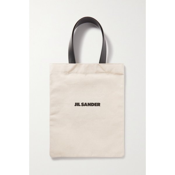 북 가죽 트리밍 로고 프린트 캔버스 토트 뉴트럴 1647597325984729