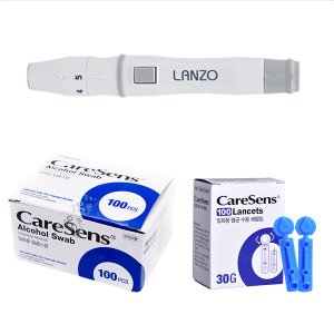  LANZO 채혈기 란조 사혈기 +  란셋 30G 100개 + 알콜솜 100매