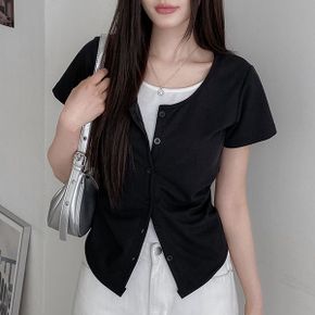 자체제작 레이어드 일체형 반팔 가디건 mt 5083c_P420095255