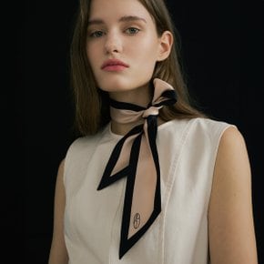 Long Twilly Silk Scarf - Black/Beige