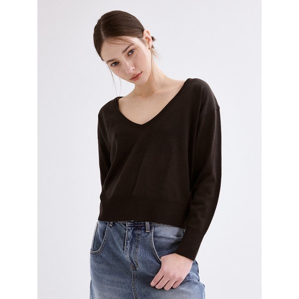 Maison V-neck Knit charcoal