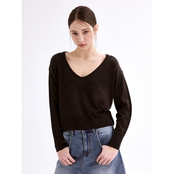 Maison V-neck Knit charcoal