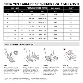 HISEA 남성용 고무 장화 발목 장화 잔디 및 정원용 방수 야외 진흙 부티