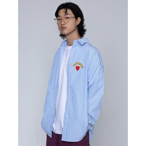 [UNISEX]하트 GRAVEROF 아치 로고 스트라이프 셔츠_블루