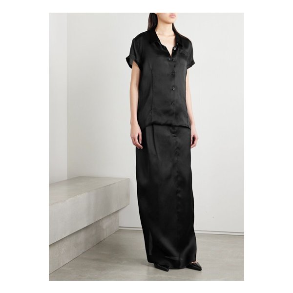 케이트 루시안 플리츠 실크 오간자 맥시 스커트 블랙 1647597358475277