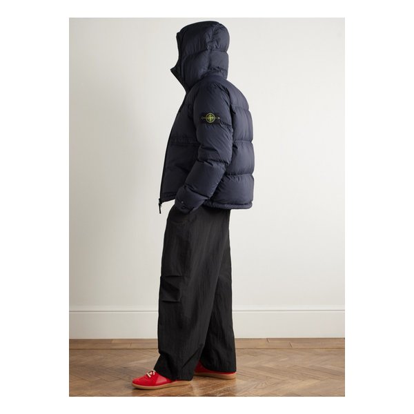 퀼팅 코듀라® 립스탑 후드 다운 재킷 블루 46376663162906235