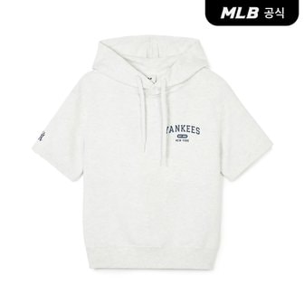 MLB [코리아공식]바시티 오버핏 반팔 후드티 NY (L.Melange Grey)