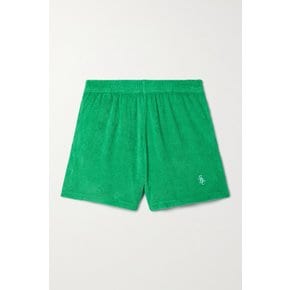 Embroidered Cotton-terry Shorts 그린