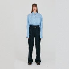 ZETTE Belted Tuck Pants - Navy