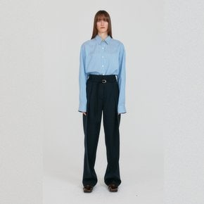 ZETTE Belted Tuck Pants - Navy