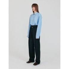 ZETTE Belted Tuck Pants - Navy