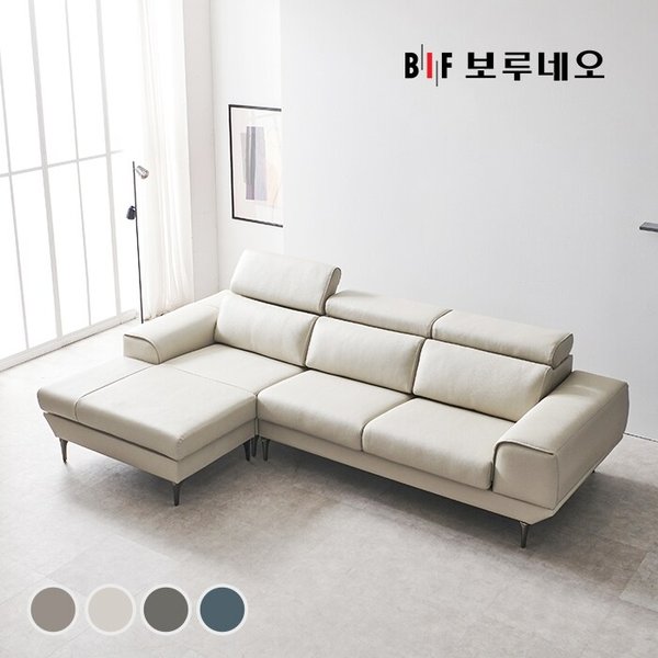 BIF보루네오 디에르 올리브 천연통가죽 4인 카우치 소파