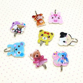 2p 귀여운캐릭터 후크 곰돌이 걸이 스티커 벽 고리