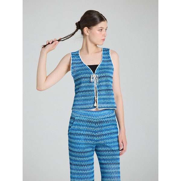 Lace jacquard vest - blue
