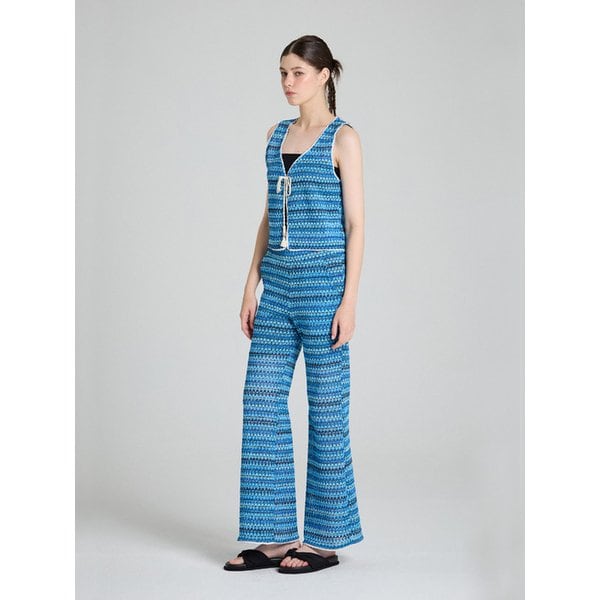 Lace jacquard vest - blue