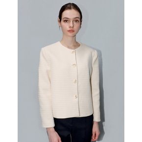 쟈가드 라운드넥 아이보리 자켓_ Jacquard Round neck Ivory JK