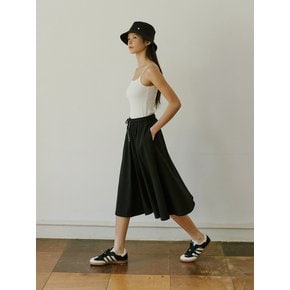 24 summer Banding string point flare skirt_Black