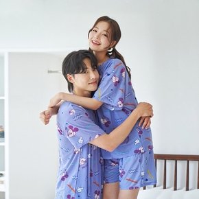 남녀공용 홈웨어 쿨 메쉬 반팔 세트 커플 잠옷 PAP1613