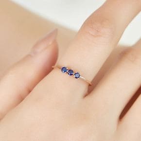 18K  심플 쓰리큐 사파이어 반지