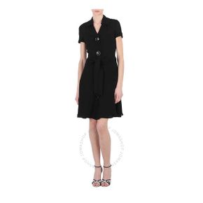 모스키노 여성 블랙 숏슬리브 반팔 미니 셔츠 드레스 브랜드 사이즈 42 (US 사이즈 8) 여성 A044