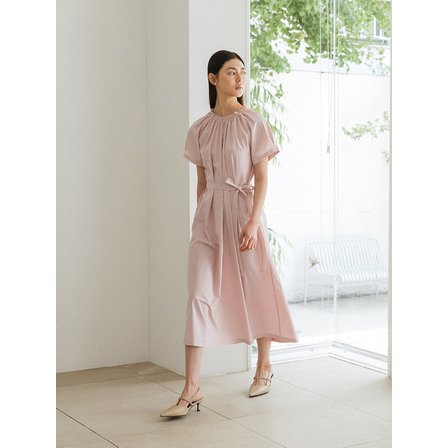 지에마르 BANDING ROUND NECK DRESS PINK 밴딩 라운드넥 드레스 핑크
