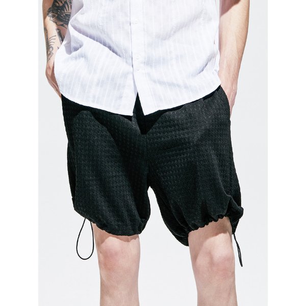 2way waffle banding half pants black
