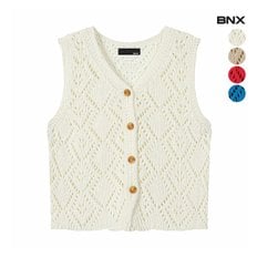 BNX 여성 꽈배기 뜨개 니트 베스트