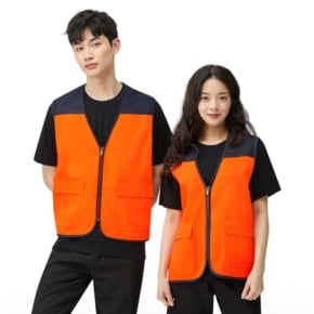 T/C 브이넥 조끼(CSR-918) 형광오렌지